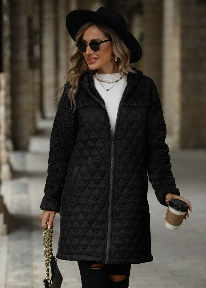 Transitional jacket for women with cozy fleece and hood Lune London