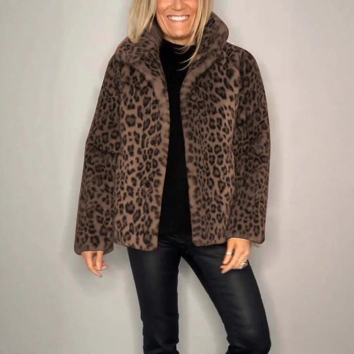 Lune London | Coat Faux Fur Oversized Fit Notched Collar Leopard Print