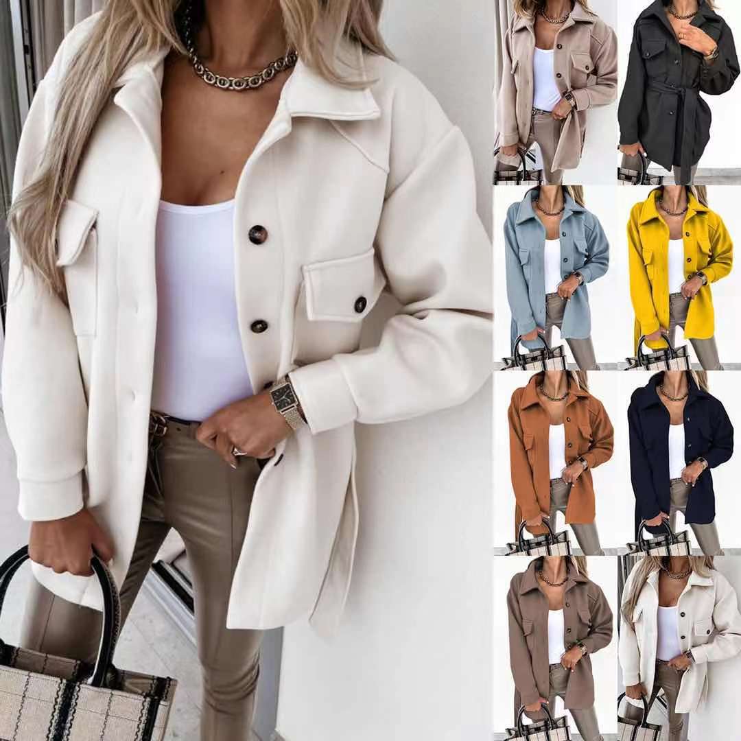 Trendy shirt jacket for women with belt and practical pockets Lune London