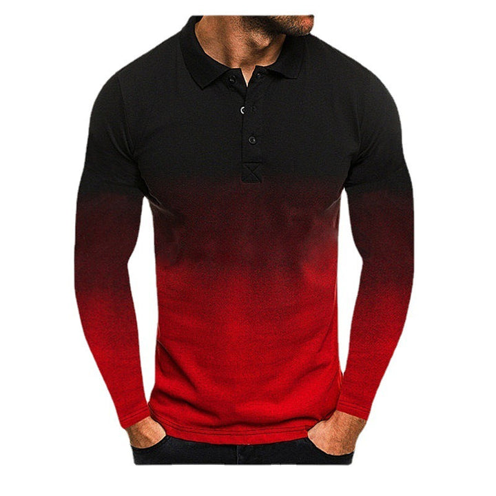 Men's long sleeve polo with a modern gradient of colors and performance material Lune London