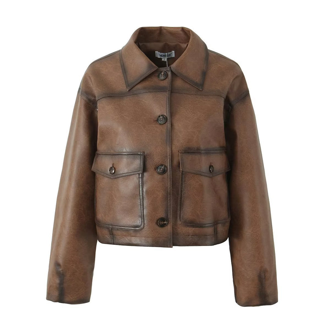 Women's faux leather jacket with practical pockets and modern cut Lune London
