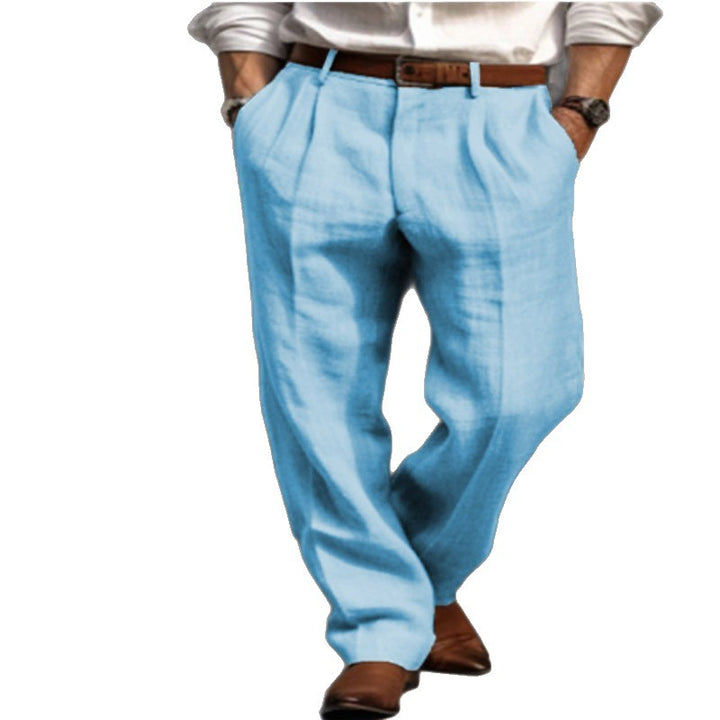 Men's linen pants with a wide cut and pleats Amarae