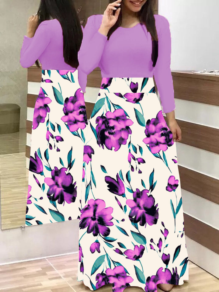 Women's Elegant Maxi Dress with Graphic Print and Flexible Waist Lune London