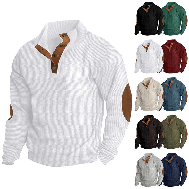 Men's High Quality Crêpe Sweater with Leather Applications Lune London