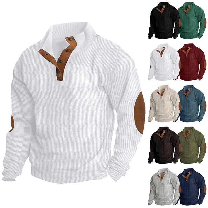 Men's High Quality Crêpe Sweater with Leather Applications Lune London