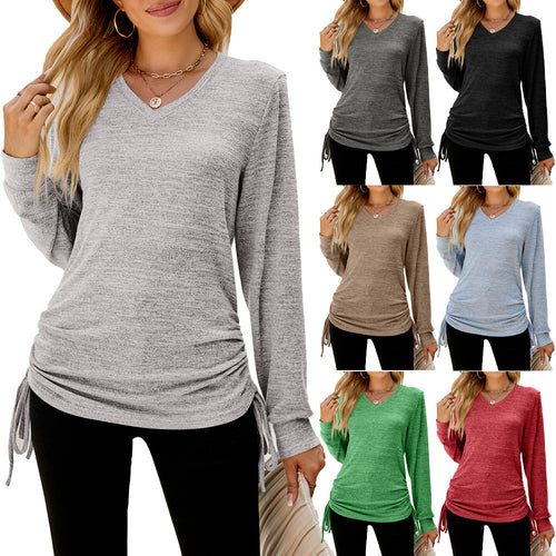 Women Long Sleeve T-shirt with Adjustable Waist Amarae