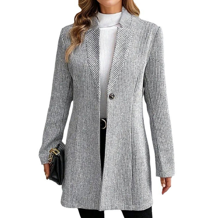 Ladies Elegant Long Blazer with fine ribbed pattern Lune London