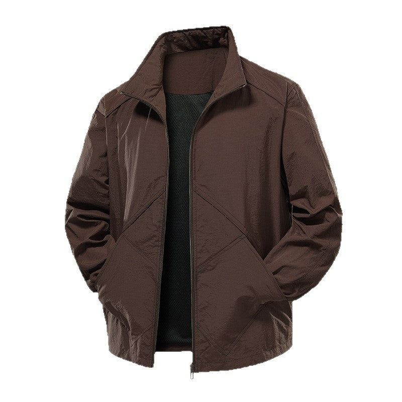 Men's Lightweight Technical Windbreaker with Mesh Lining and Stand-Up Collar Amarae