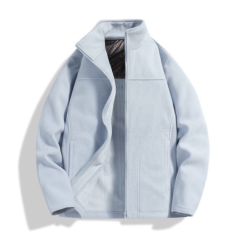 Men's fleece outdoor jacket with stand-up collar, full-length zipper, and windproof inner membrane Amarae