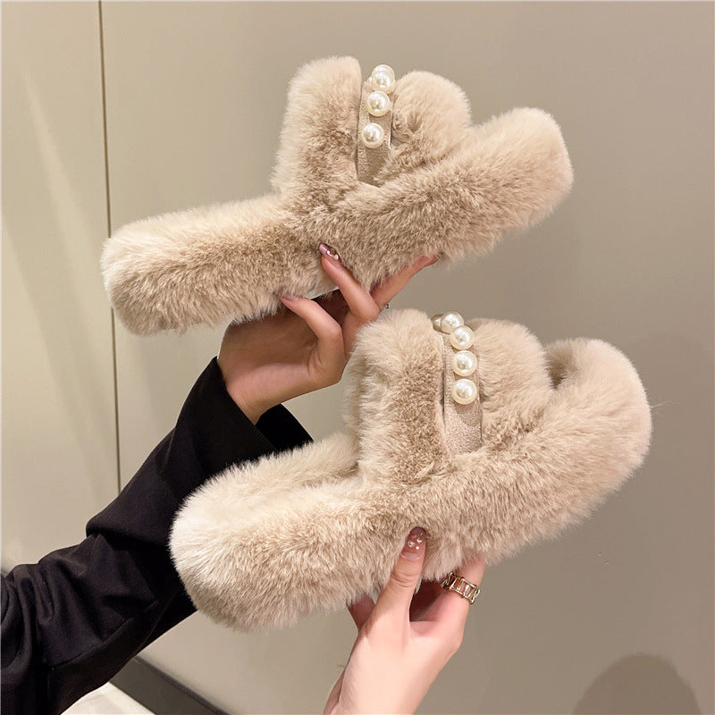 Ladies Soft Slippers with Elegant Pearl Accents Lune London