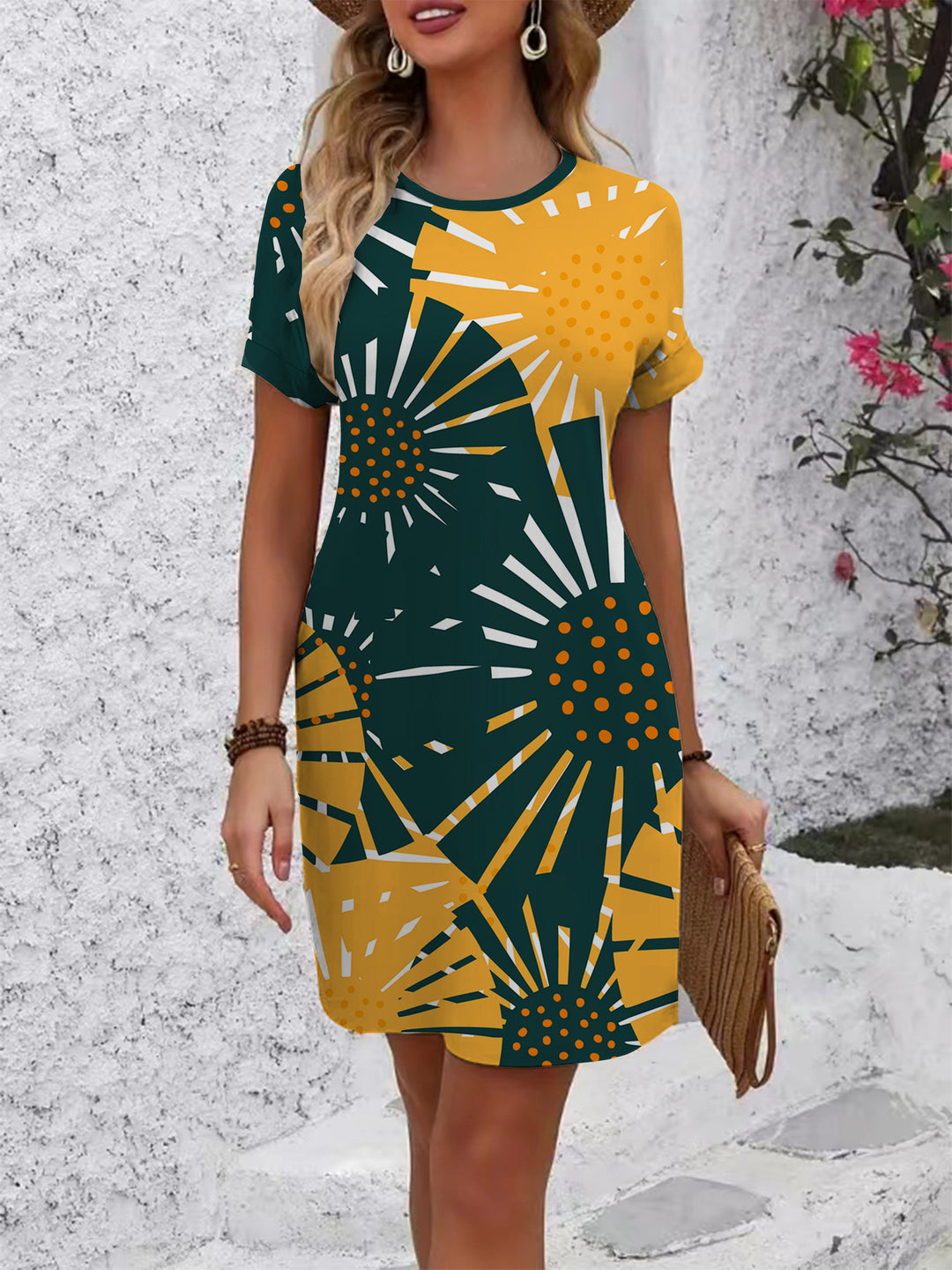 Women colorful mandala dress in casual cut Lune London