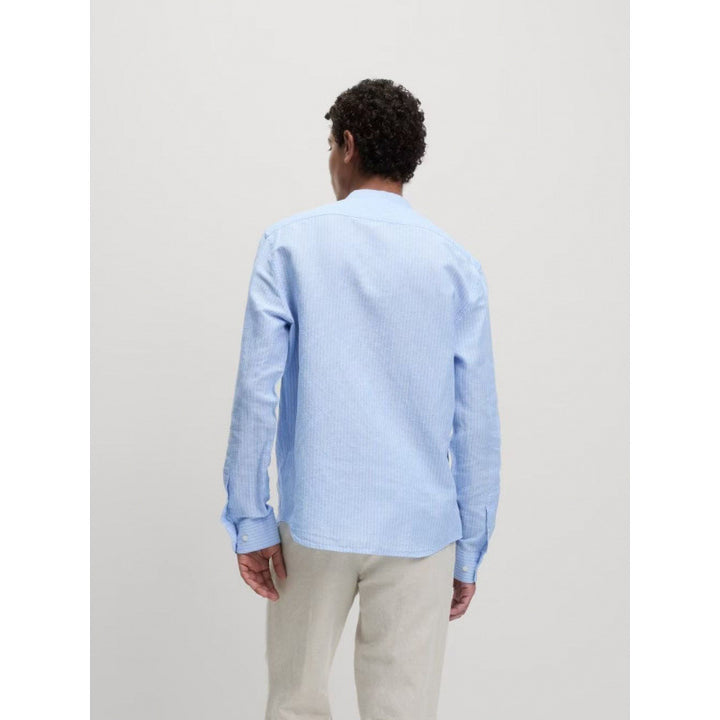 Long sleeve shirt for men with high collar and fine striped pattern Lune London