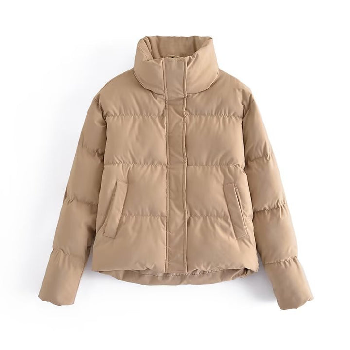 Ladies quilted winter coat with high collar and side pockets Lune London