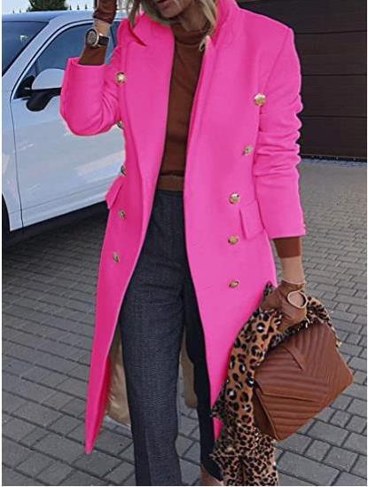 Ladies Elegant Double-Breasted Coat with Gold Buttons and Tailored Fit Lune London