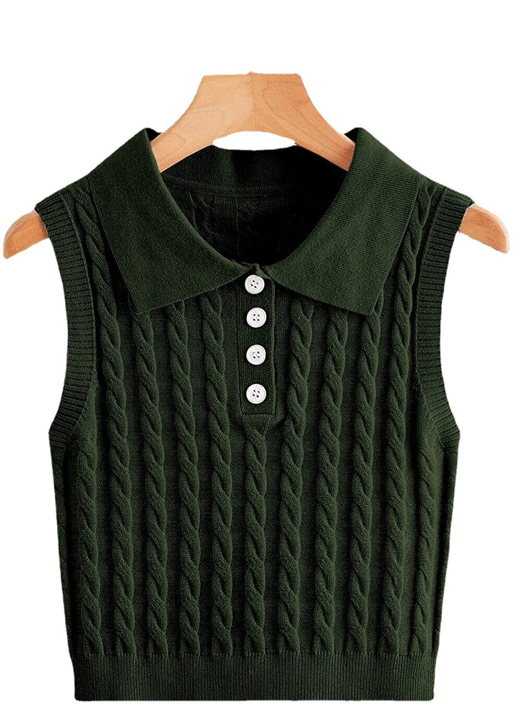 Women knitted tank top with Amarae collar