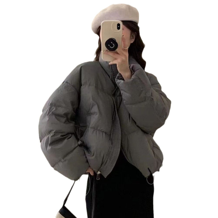 Ladies oversized puffer jacket with elastic waist and side zip pockets Lune London