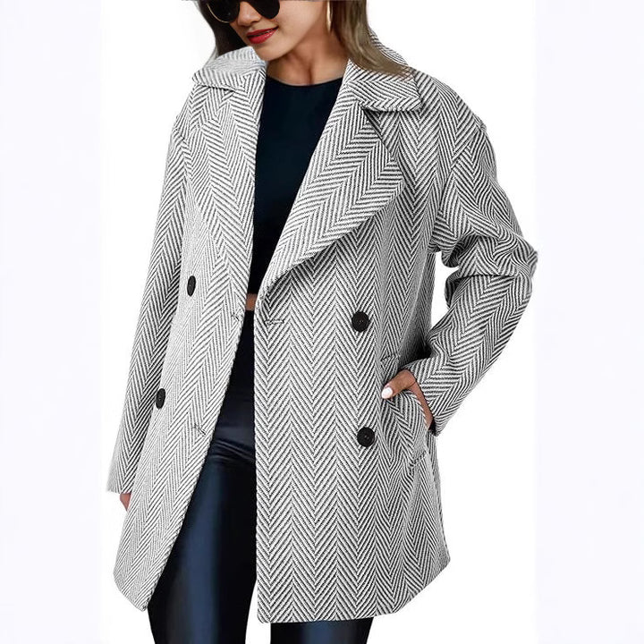 Lune London double-breasted transition coat for women