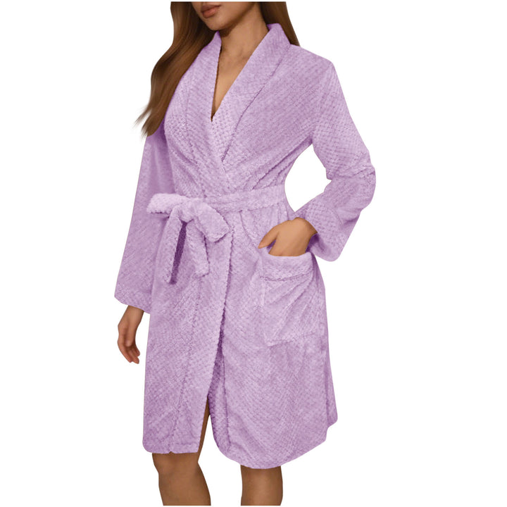 Ladies Cozy Dressing Gown with Belt and Chic Pockets