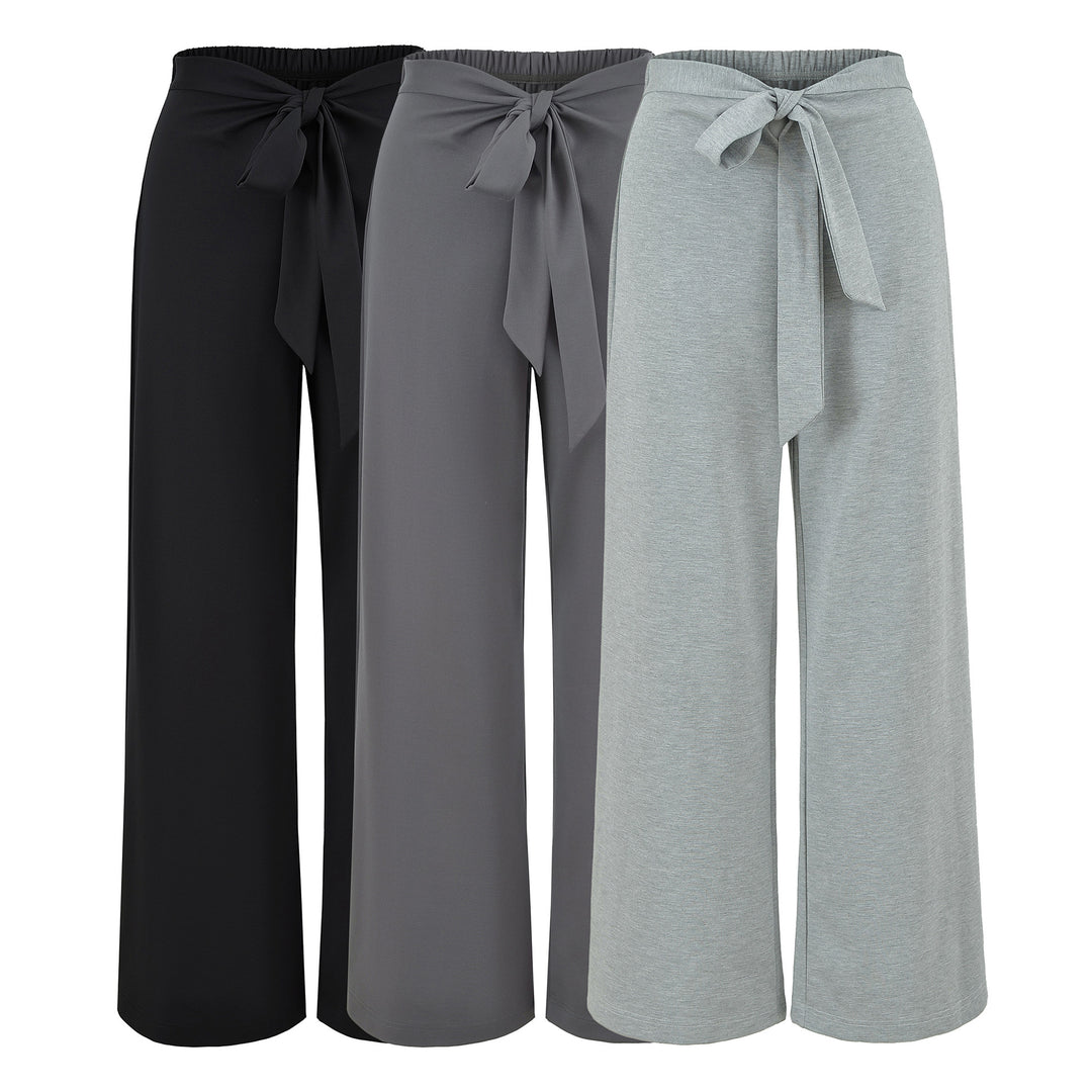 Ladies High-Waisted Wide Palazzo Trousers with Tied Belt Amarae