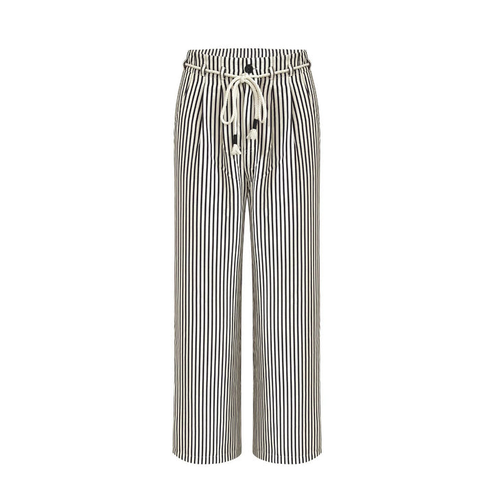 Ladies Comfortable Beach Pants with Casual Striped Pattern and Woven Belt Lune London
