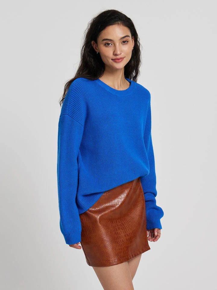 Ladies chunky knit sweater with relaxed fit and dropped shoulder seams Lune London