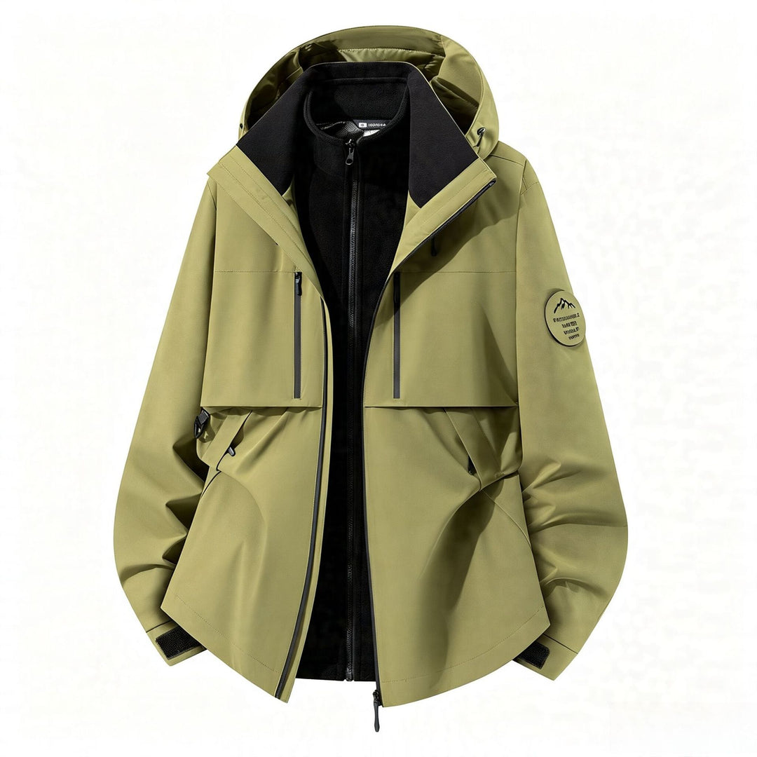Men's three-layer softshell outdoor jacket with removable fleece lining and hood Amarae