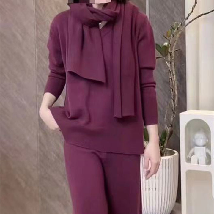 Ensemble en tricot pour femmes avec un élégant col rond et des jambes larges Chic & Stil