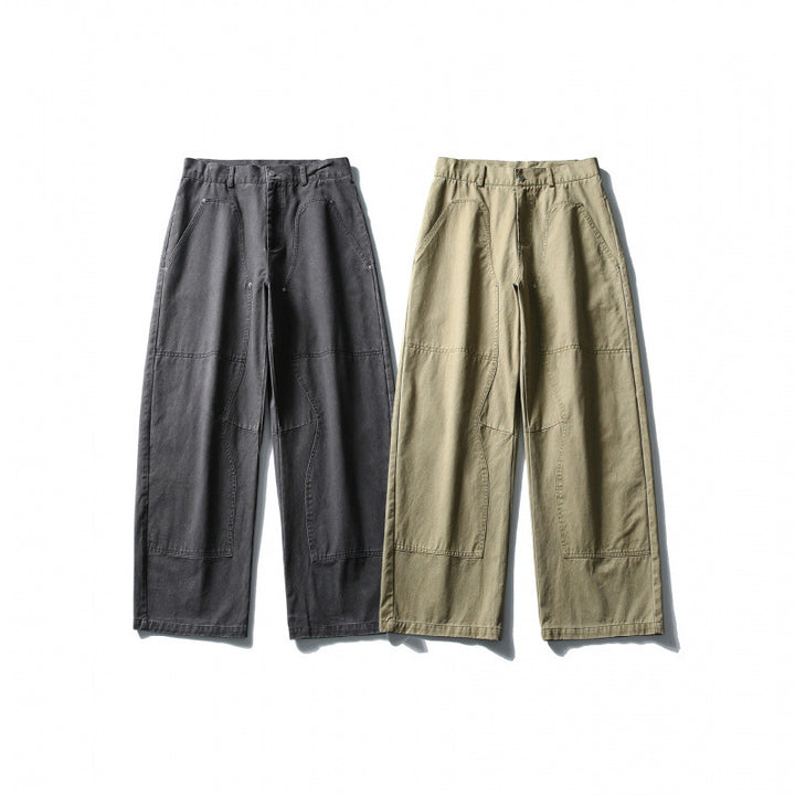 Men's Wide Utility Pants in Workwear Look with Knee Patches and Straight Leg Amarae