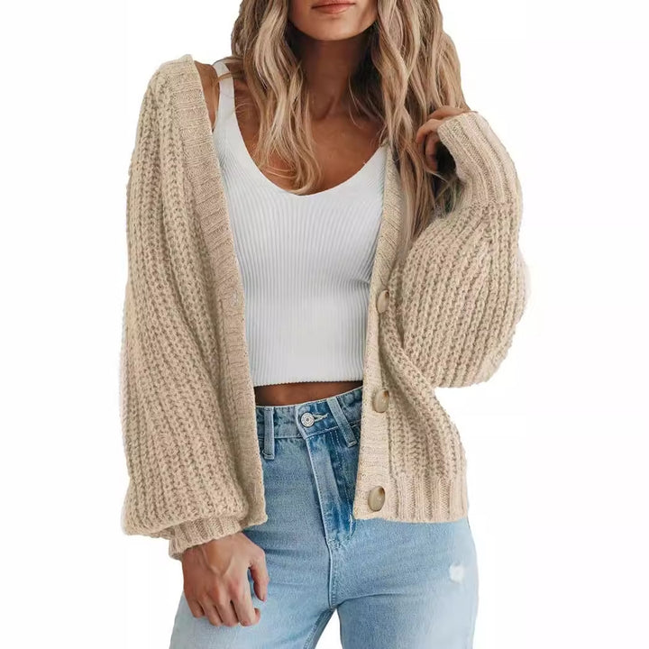 Women Oversized Knit Cardigan with Chic Button Detail and Style