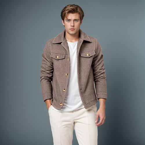 Chic and Stylish Men's Trend Boucle Jacket