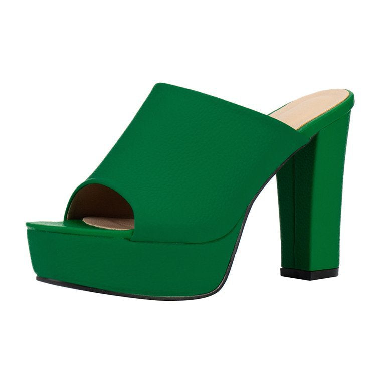 Women's Platform Mules with Open Toe Area and Stylish Block Heel Lune London