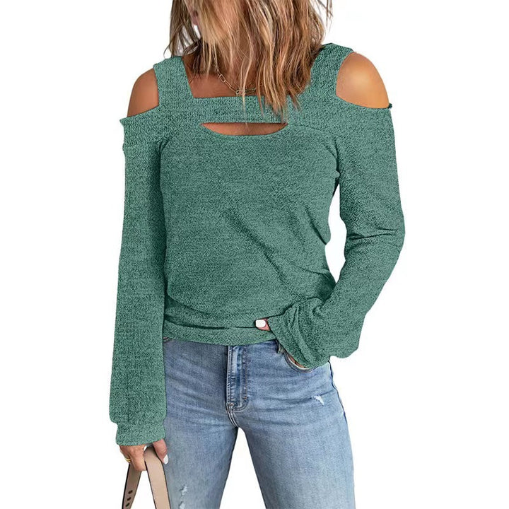 Lune London trendy women's long sleeve top with cut-out details and off-shoulder design