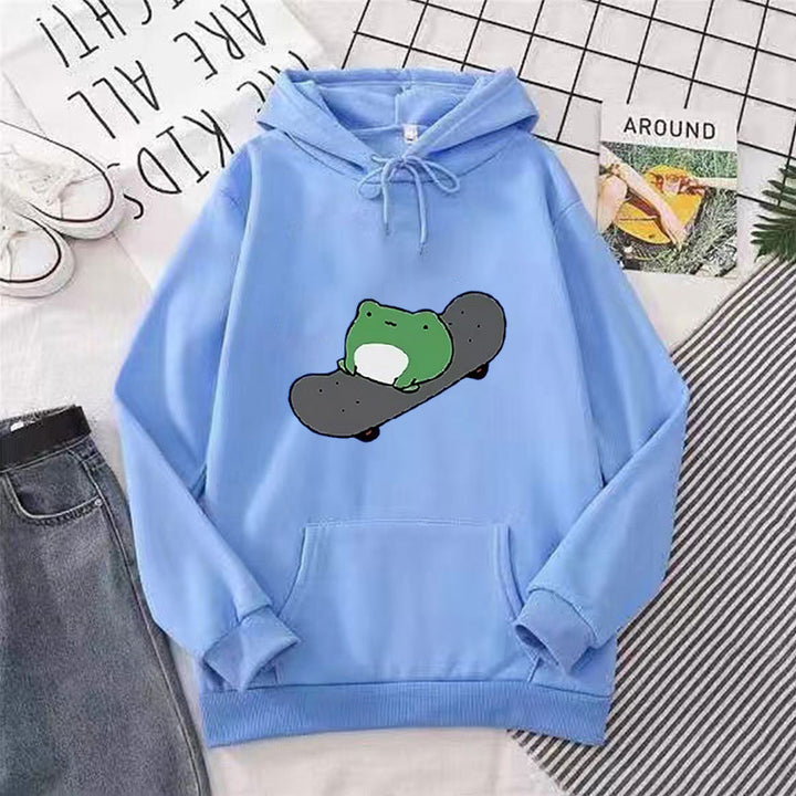 Women's hoodie with humorous frog design Chic & Stil