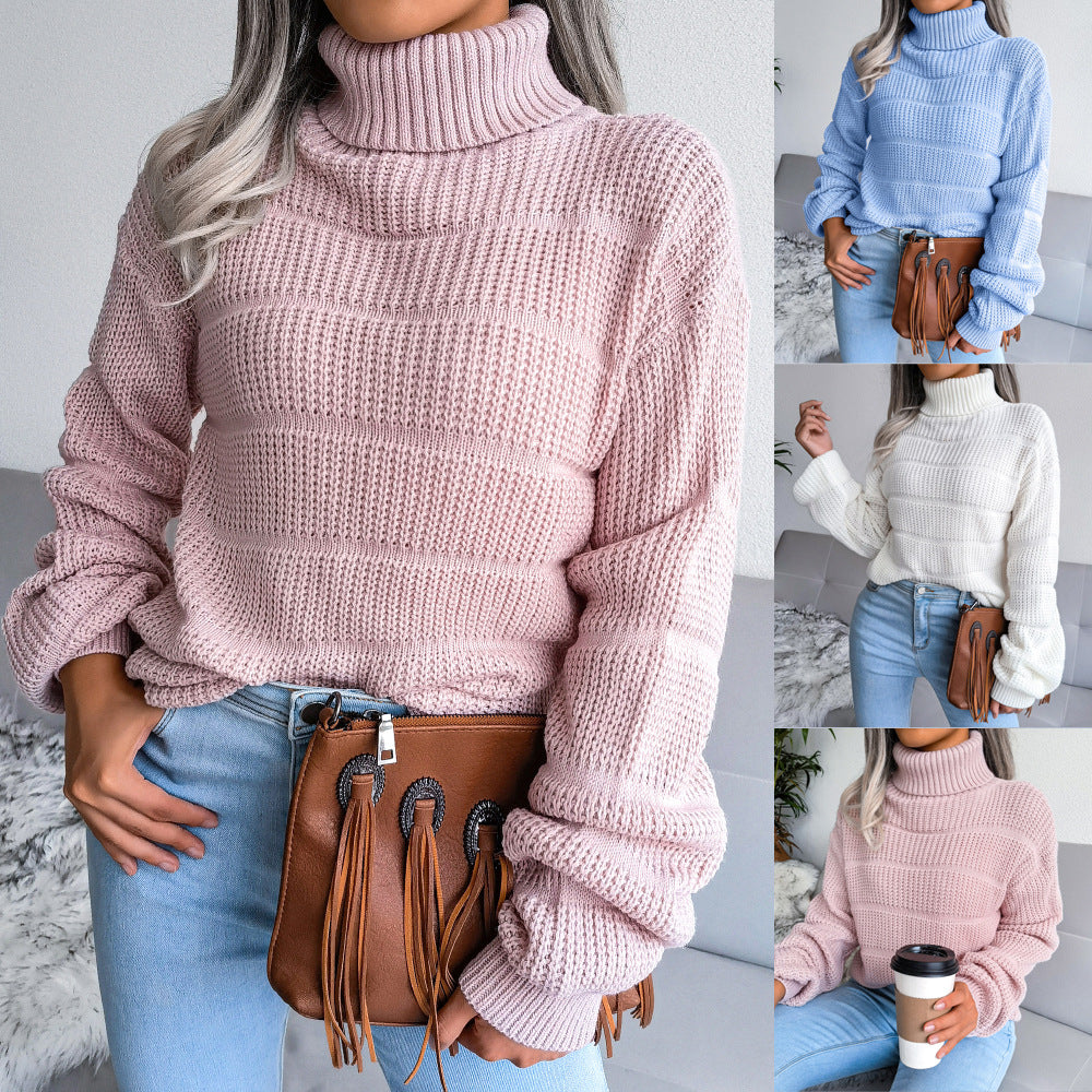 Pull Turtleneck Douillet pour Femmes avec Motif Tricots Texturé Chic & Stil