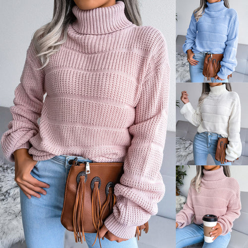Pull Turtleneck Douillet pour Femmes avec Motif Tricots Texturé Chic & Stil