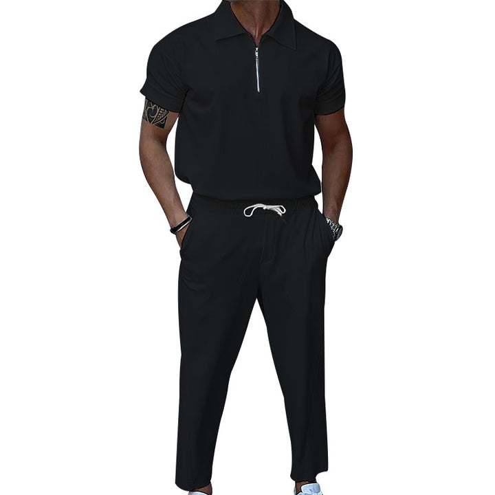 Trendy men's sports set with short zipper and elastic waist Lune London