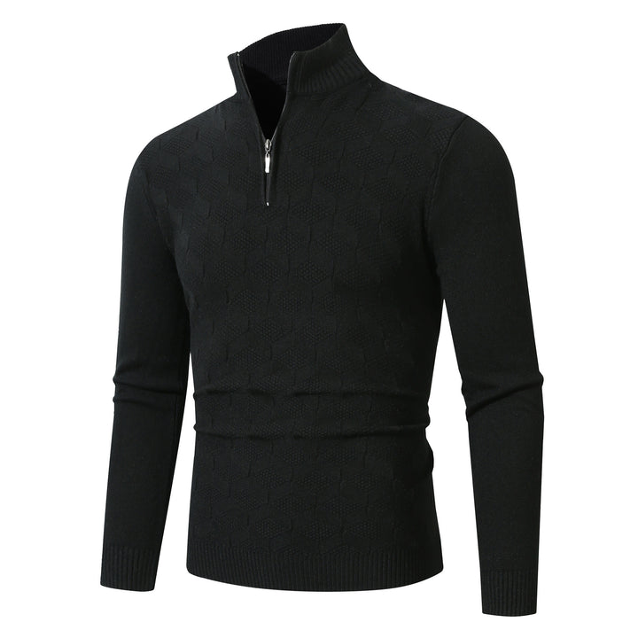 Trendy knitted sweater for men with half-zip and textured design Lune London