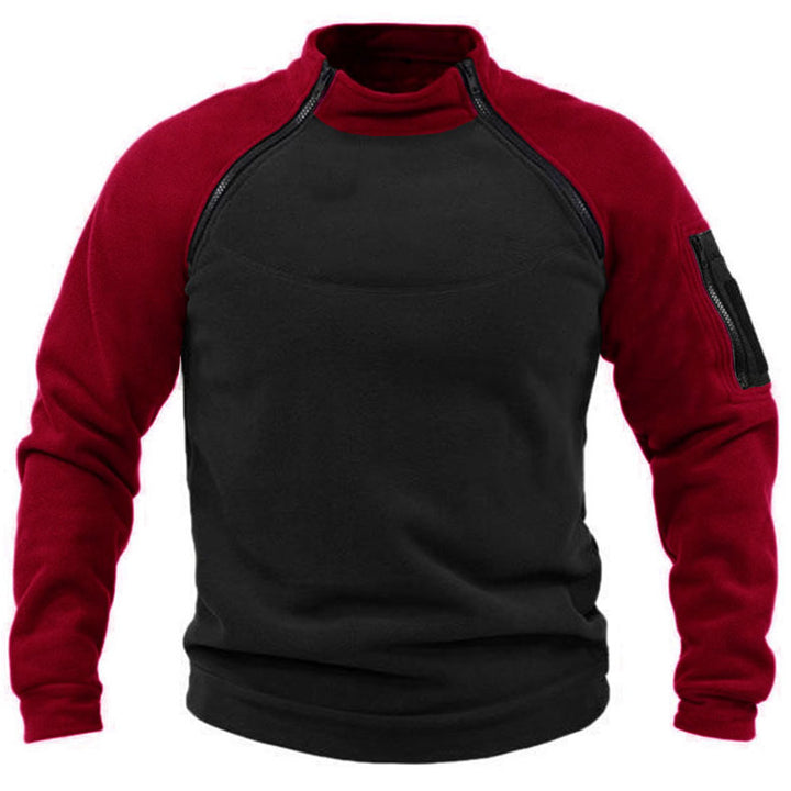 Fleece pullover for men with high collar and functional pockets Lune London