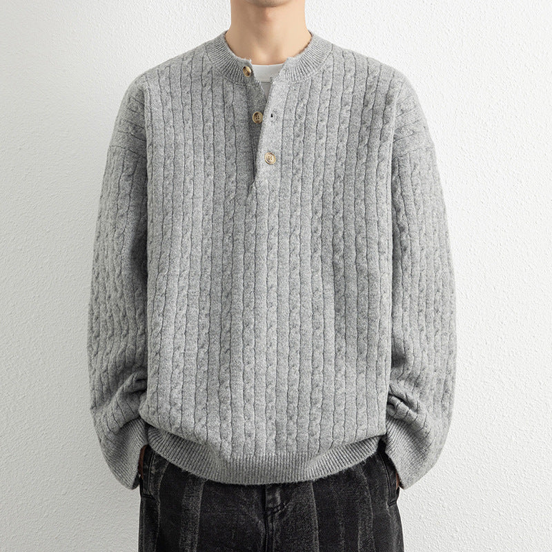 Knitted sweater for men with button details and textured surface Lune London