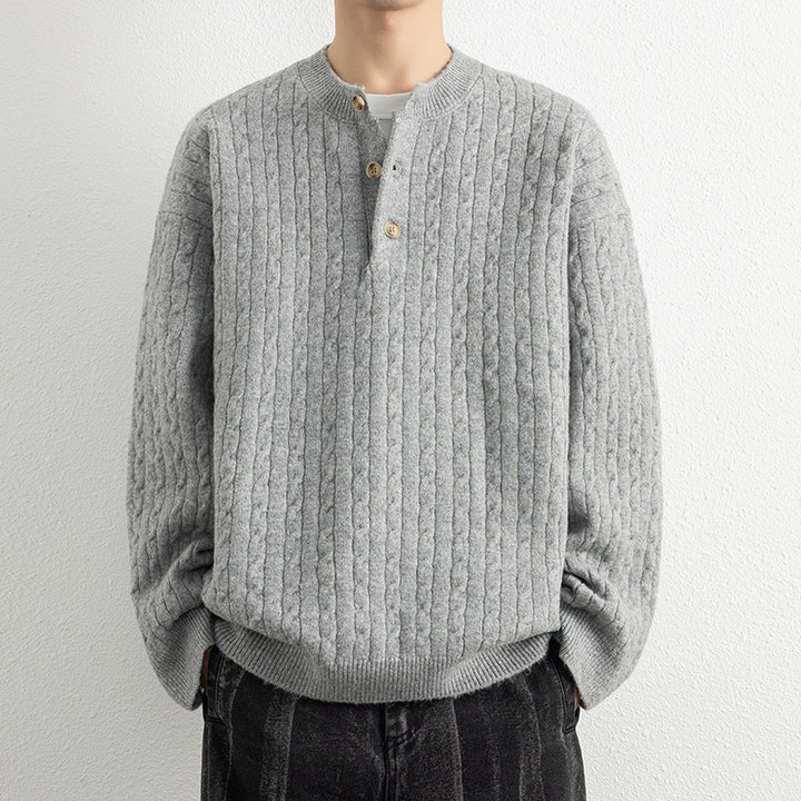 Knitted sweater for men with button details and textured surface Lune London