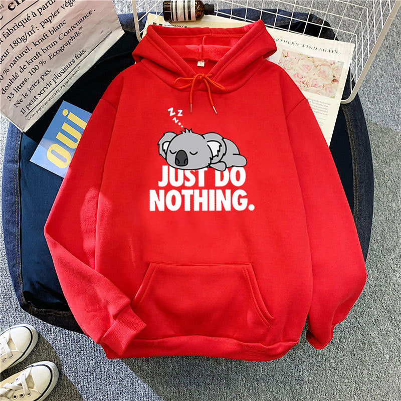 Women's hoodie with playful koala design and motivational lettering Chic & Stil