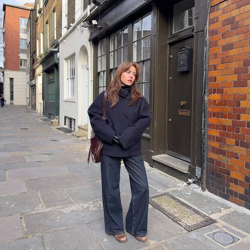 Oversized wool coat for women with an original cut and practical pockets Amarae