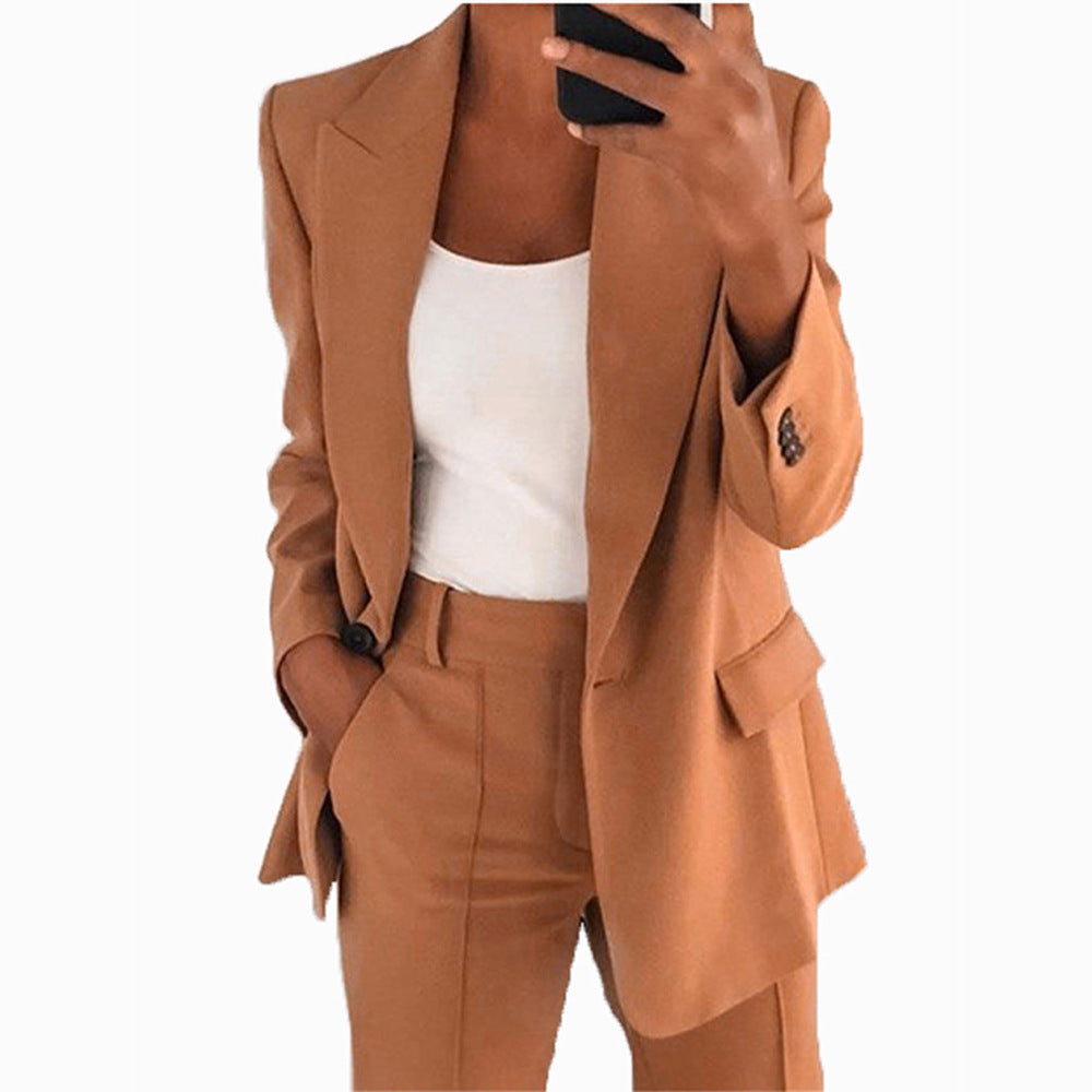Women's Two-Piece Business Suit with Oversized Blazer and High-Waisted Pleated Trousers Amarae