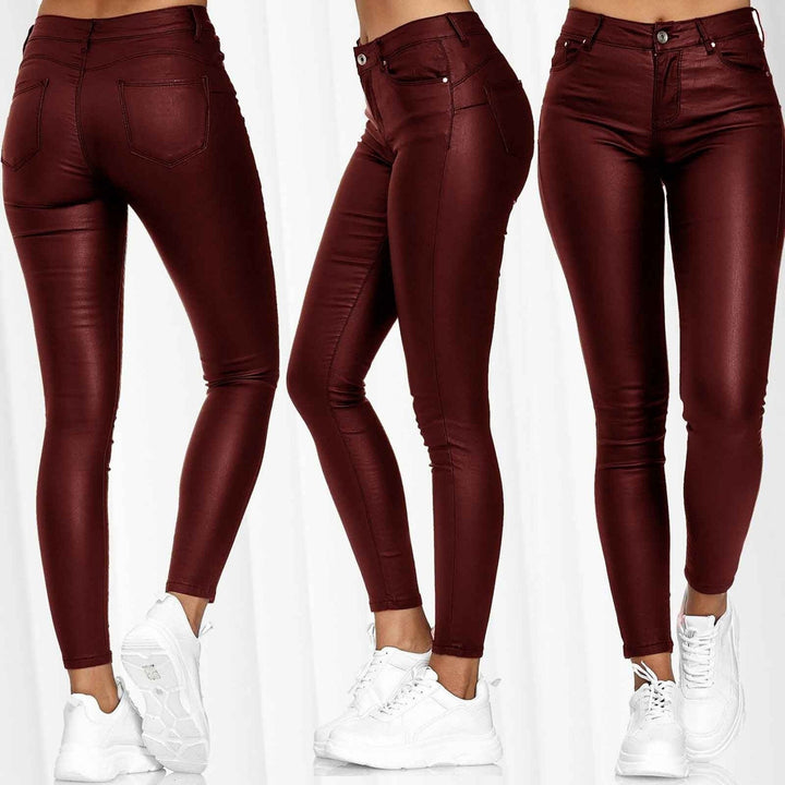 Women's Coated High-Waist Skinny Jeans Look Pants Amarae