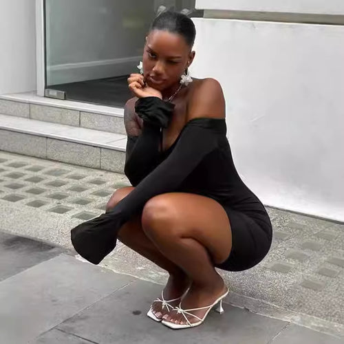 Off-shoulder mini dress for women with Amarae neckline