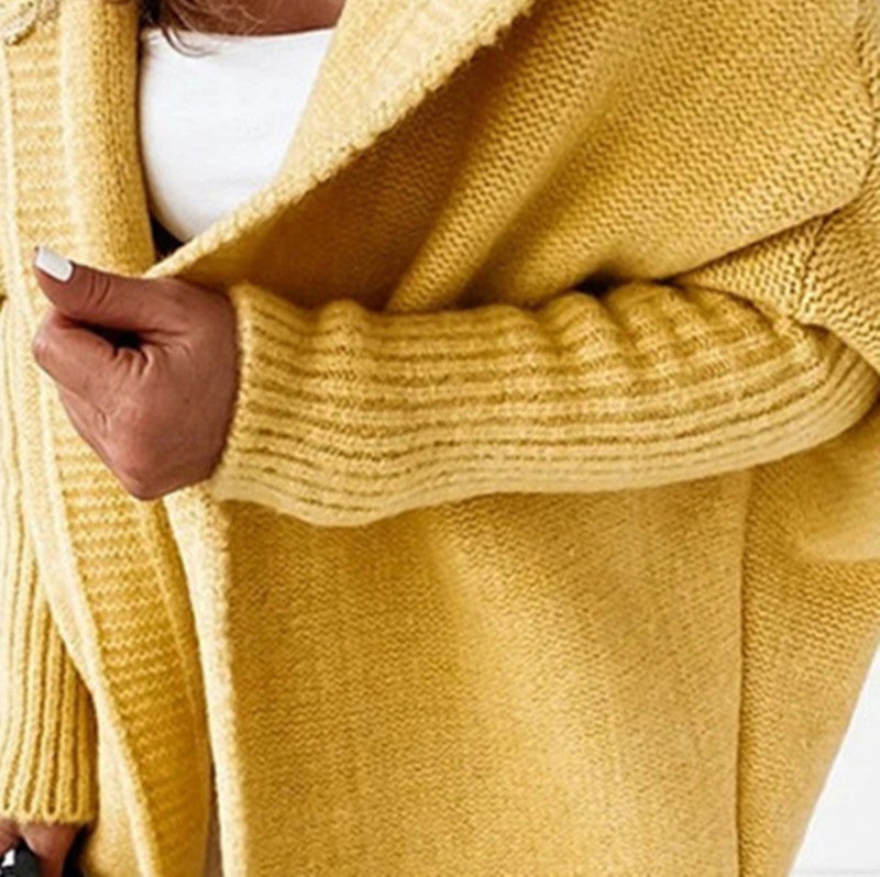 Ladies Casual Knit Sweater with Open Front and Fine Texture Lune London