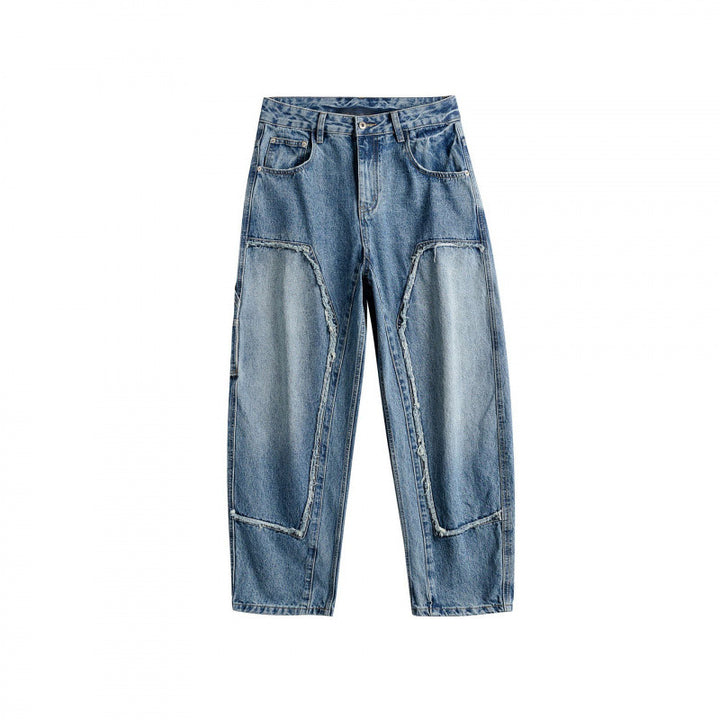 Men's Wide Patchwork Denim Jeans in Baggy Cut with Inserted Knee Panels Amarae