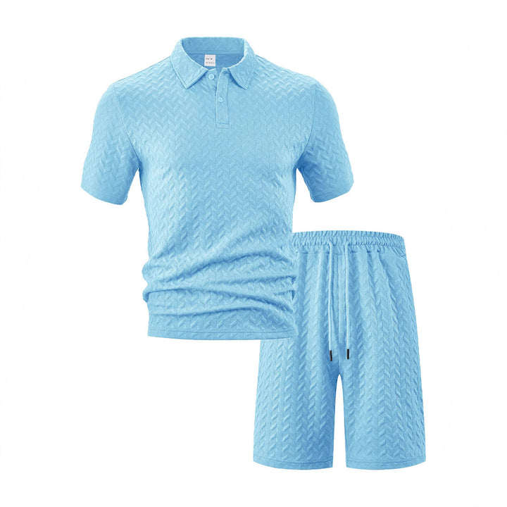 Men's polo and sports shorts set with structured pattern Lune London