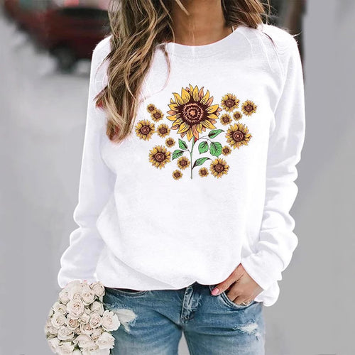 Sweatshirt femme avec motif floral de tournesol et coupe confortable Chic & Stil