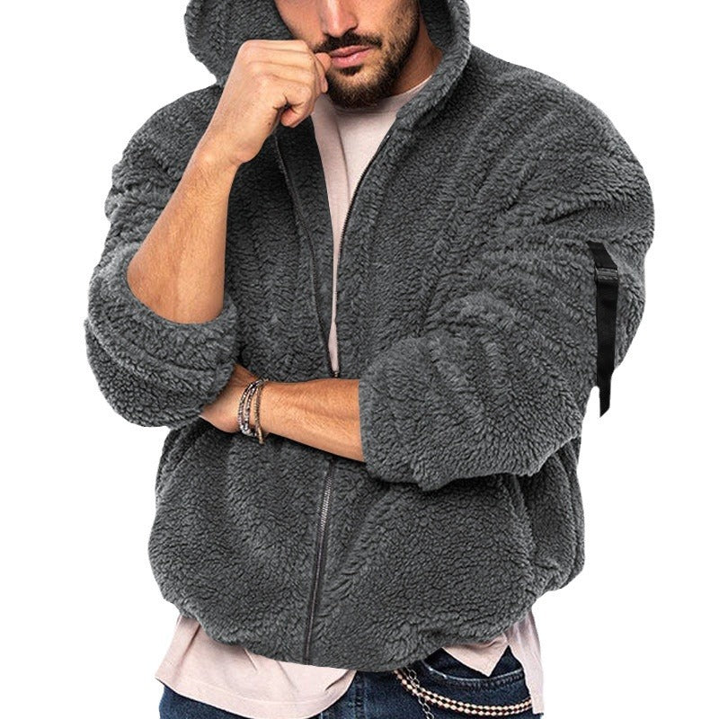 Fleece jacket for men with soft lining and hood Lune London